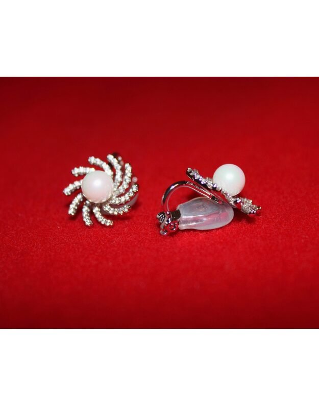 Puošnūs auskarai-klipsai su perlais