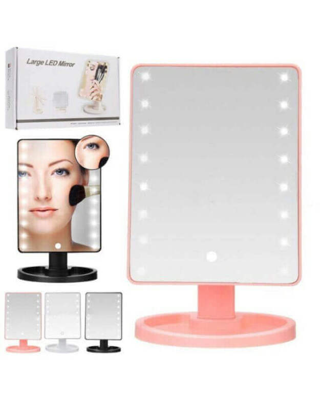 Didelis kosmetinis veidrodis su LED apšvietimu