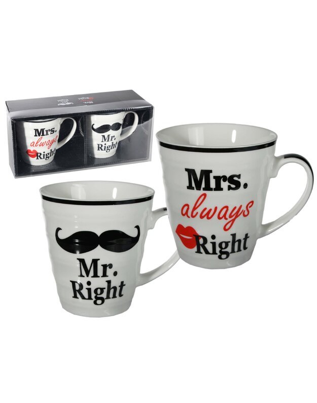  Puodelių komplektas - "Mr. Right" ir "Mrs. Always Right"