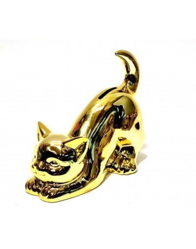Keramikinė taupyklė -  auksinis kačiukas 18x15